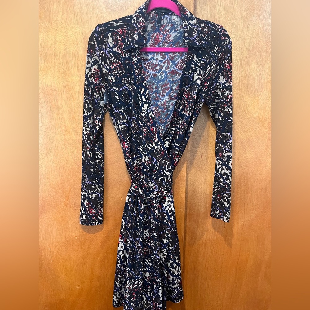 BCBGMaxAzria Pink and Blue Patterned Dress